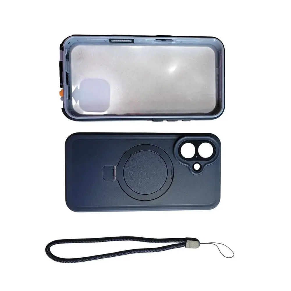 Temdan Magnetic Phone case IphonePro 360 Kickstand Waterproof Gray/Blk - Picture 7 of 8
